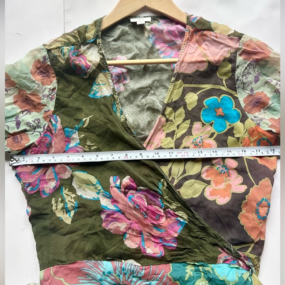 Jill floral wrap kimono top in size medium multicolour - Picture 4 of 6